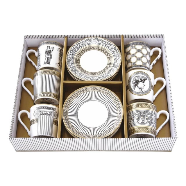 Palladium Coffee Cups with Gift Box by Pozzi Milano, Set of 6 For Sale