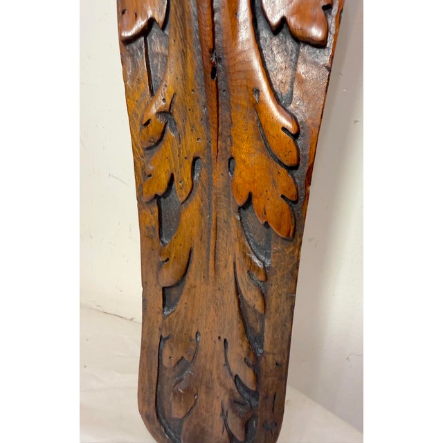 Huge Antique Hand Carved Wood Oak Figural Nude Lady Woman Wall Shelf Sculpture For Sale - Image 11 of 16