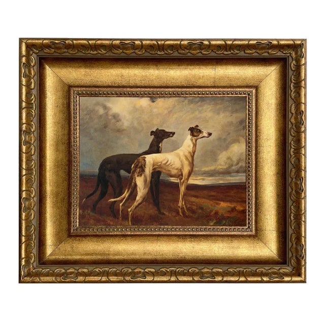 Not Yet Made - Made To Order "Greyhounds in Field" Print on Canvas in Wide Antiqued Gold Frame- 8" X 10" Framed to a 14" X 16" For Sale - Image 5 of 5