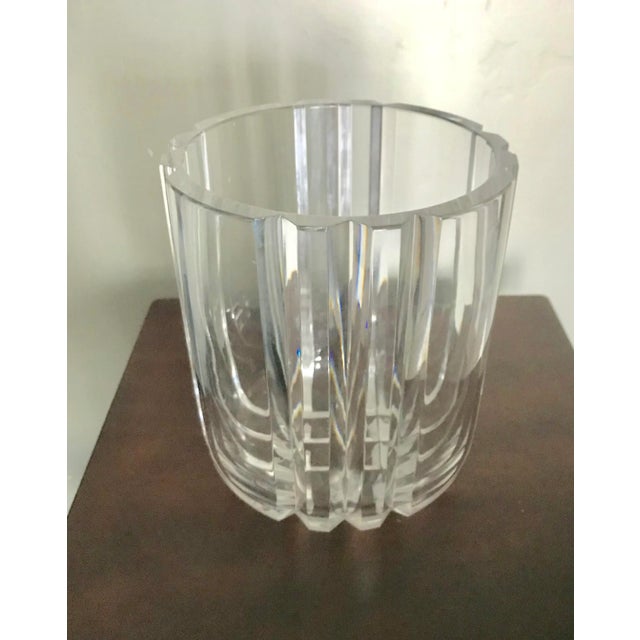 Heavy thick wall crystal Art Deco design clear ice bucket We got this piece from a Rancho Santa Fe estate sale, the...