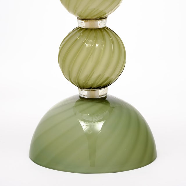 2020s Venetian Glass, Classic Globe Lamps, Soft Green, Murano - a Pair For Sale - Image 5 of 9
