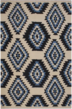 Boho Chic Kilim Ivory/Black Hand-Woven Wool Rug - 8'1 X 9'8