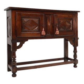 Antique Spanish Oak Carved Cabinet For Sale