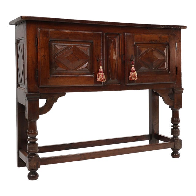 Antique Spanish Oak Carved Cabinet For Sale