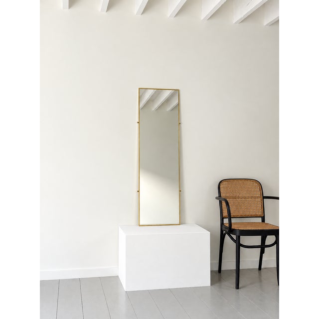 Mid-Century Italian Brass Dressing Mirror with Slim Frame by Gio Ponti, 1960s For Sale - Image 9 of 9