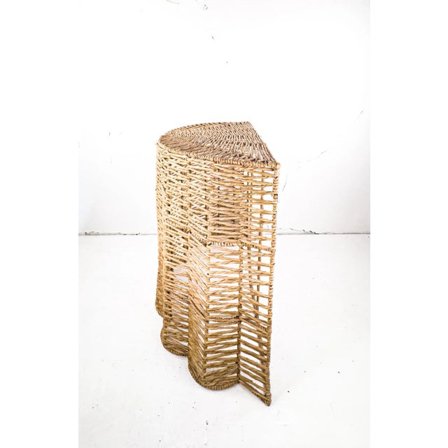 Vintage Woven Seagrass Demi-Lune Table For Sale - Image 4 of 9