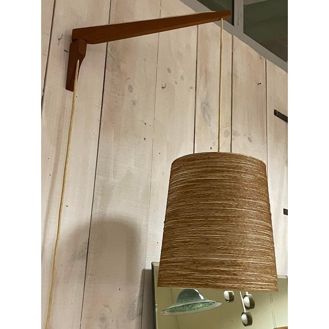 Vintage Teak and Sisal Wall Lamp by Lotte Bostlund, 1960s For Sale - Image 6 of 16
