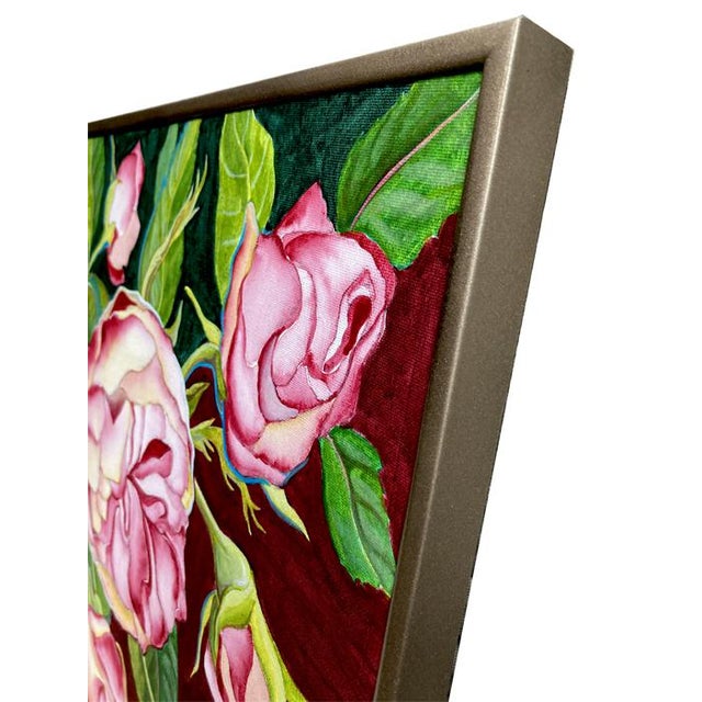 Original Framed Floral Painting by Kathleen Ney, "Opening Rose" For Sale - Image 4 of 6