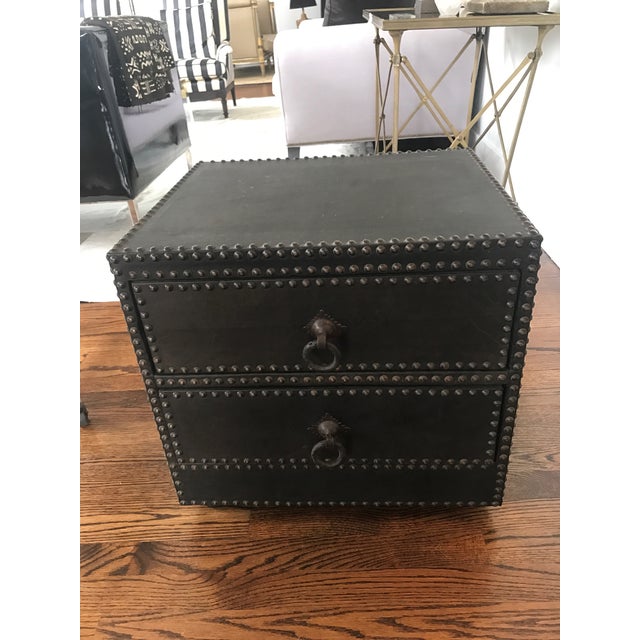 Black 1980s Moroccan Leather Chest Vintage For Sale - Image 8 of 8