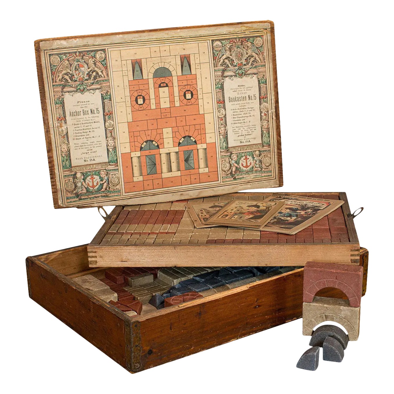 1890s Victorian German Richter's Anchor Box No. 15 - 296 Pieces | Chairish