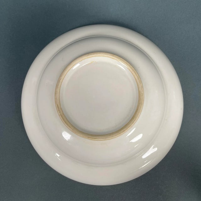 1960s Vintage 60s Argyle Pattern Hand-Painted Art Pottery Soup Cereal Bowl For Sale - Image 5 of 13