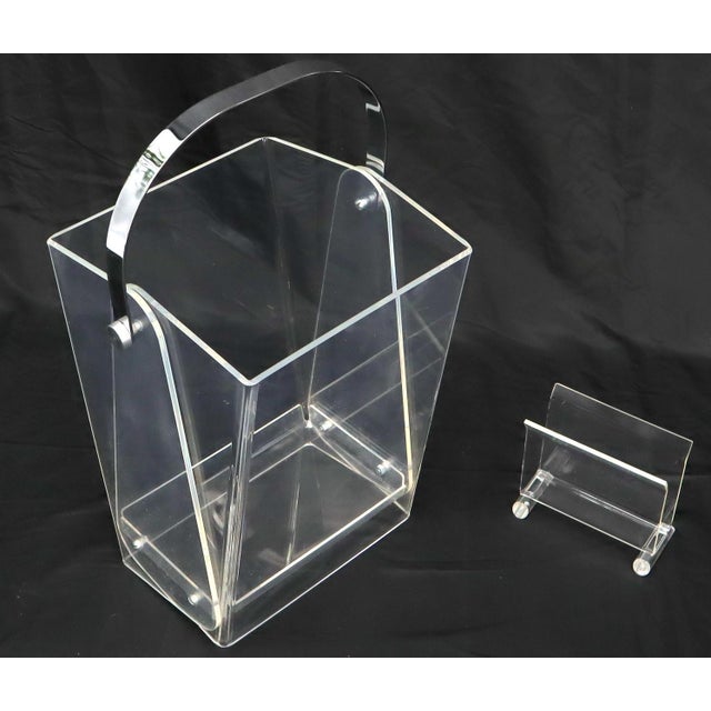Mid 20th Century 20th C. Mid-Century Modern Bent Lucite & Chrome Paper Basket & Letter Holder For Sale - Image 5 of 12