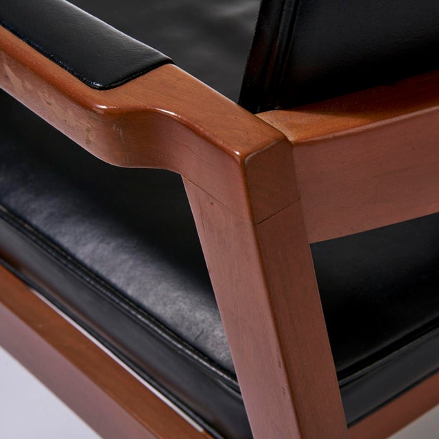 Vintage Mid Century B. L. Marble Furniture Company Walnut and Leather