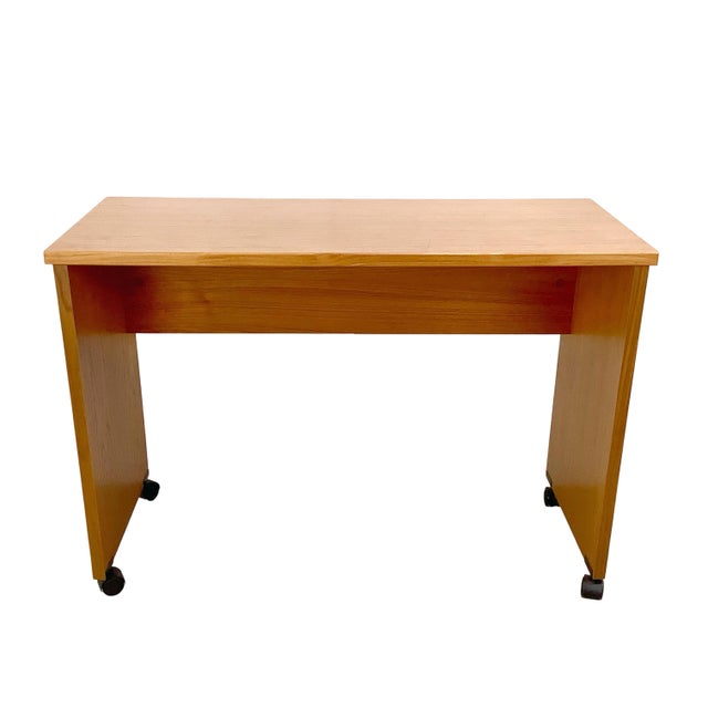 Vintage Mid-Century Modern Teak Rolling Desk or Console Table For Sale - Image 15 of 18