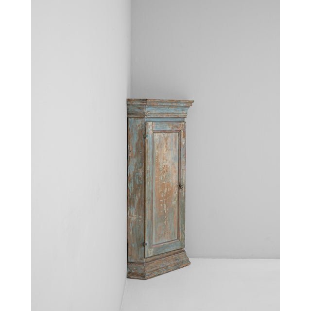 Gustavian (Swedish) 1820s Swedish Gustavian Wood Patinated Corner Cabinet For Sale - Image 3 of 18