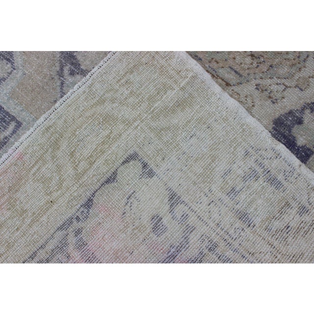 Textile Vintage Medallion Oushak Inspired by Ottoman Design in Taupe, Gray & Purple For Sale - Image 7 of 7