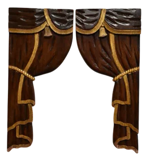 Low Relief Wooden Sculptered and Gilded Curtains, 1920s, Set of 2
