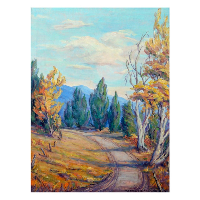 Traditional Mid 20th Century "The High Road" Forest Landscape Oil Painting by Myrtle Sue Redford, Framed For Sale - Image 3 of 5