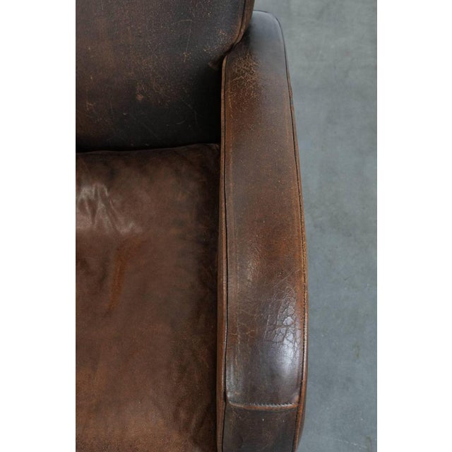 Vintage Sheepskin Armchairs in Dark Cognac, Set of 2 For Sale - Image 9 of 18