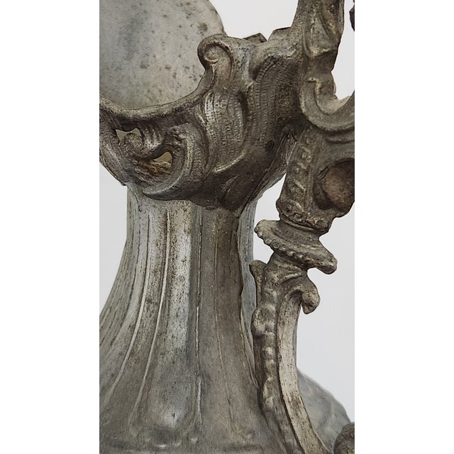 Circa 1900 Victorian Rococo Revival Pink Rose Porcelain & Spelter Mantel Ewer For Sale - Image 12 of 18