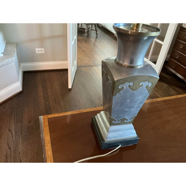 1980s 1980s Asian Pewter and Brass Urn Table Lamp For Sale - Image 5 of 10