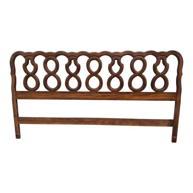 Mid Centuy Thomasville Provincial Style Fruitwood King Headboard, Circa 1969 For Sale