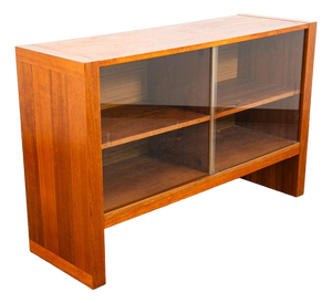 Mid Century Danish Modern Bookshelf Cabinet Teak Shelves Glass Shelves 30" MCM