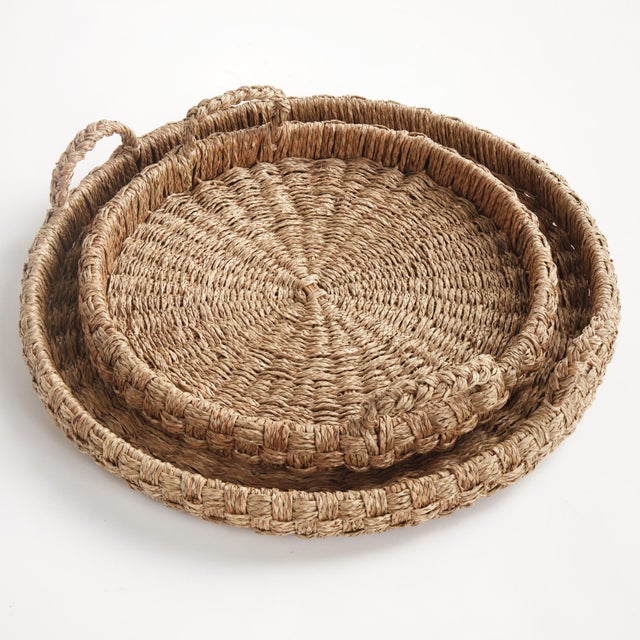 Early 21st Century Sawyer Round Trays With Handles, Set Of 2 For Sale - Image 5 of 7