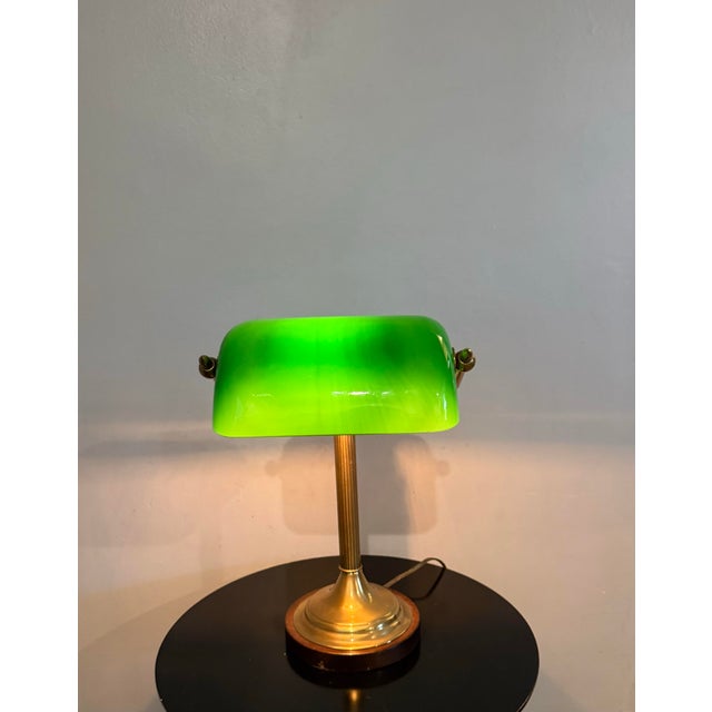 Classic vintage banker’s desk lamp by Frederick Cooper of Chicago, confirmed by the maker’s label on the underside of the...
