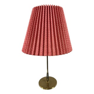 Brass Table Lamp with Folded Lampshade, 1950s For Sale
