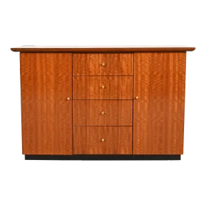 Henredon Modern French Empire Buffet Server or Bar Cabinet in Exotic Brazilian Daniella Wood