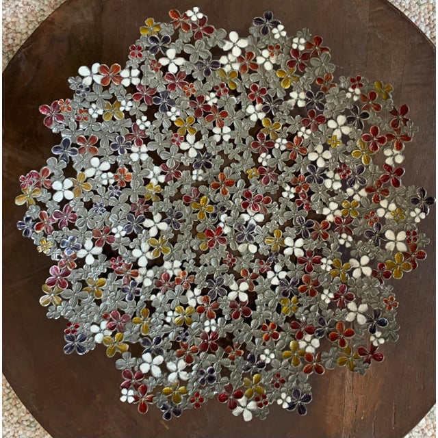 Metal Vintage Pierced Metal Grillwork Bowl For Sale - Image 7 of 9