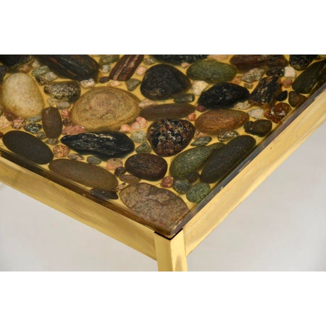 Brown Vintage Swedish Brass and Stone Side Tables, 1970, Set of 2 For Sale - Image 8 of 13