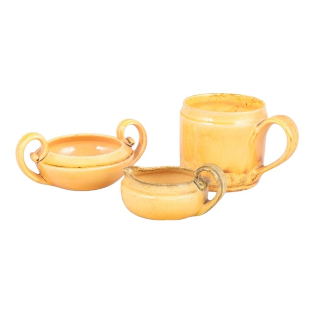 Ceramic Creamer, Sugar Bowl and Mug from Kähler, Denmark, 1930s, Set of 3 For Sale