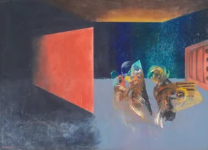 'Burmese Dancers, 1981' by Aung Aung Taik, Large Modernist, Myanmar, Rangoon, San Francisco Museum of Art, San Francisco Art Institute