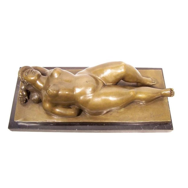 Metal Reclining Nude Woman Sculpture, 20th Century, Bronze For Sale - Image 7 of 8