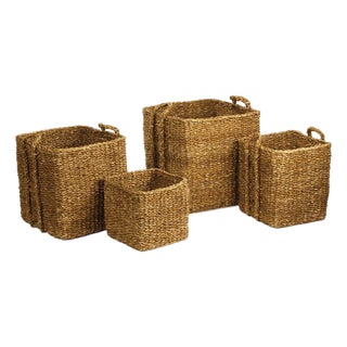 Seagrass Apple Baskets, Set Of 3 Plus Bin For Sale