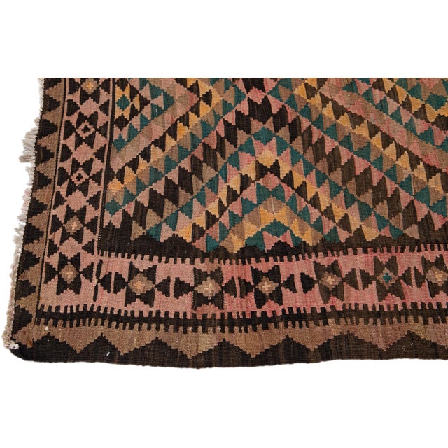 1960s Vintage Turkish Kilim Multicolor Handmade Tribal Wool Rug For Sale - Image 4 of 10