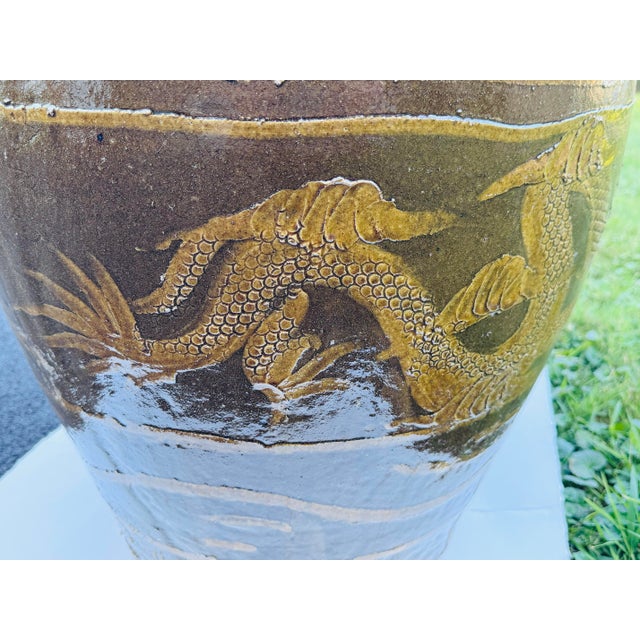 Vintage 1970s Large Chinese Dragon Jardiniere Planter Egg Pot For Sale In Boston - Image 6 of 8