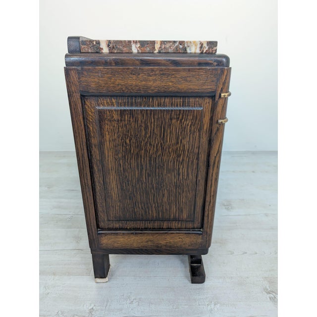 Art Nouveau Oak Cabinet with Marble, 1930s For Sale - Image 9 of 14