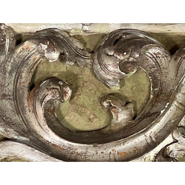 19th Century 19th Century Italian Baroque Trumeau Mirror, Hand-Carved Green Frame For Sale - Image 5 of 14