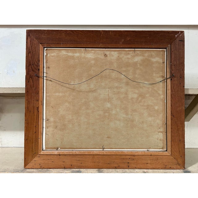 Vintage Primitive Impressionist Farm Landscape Oil Painting in Wood Frame For Sale In Philadelphia - Image 6 of 6