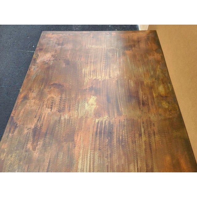 1980s Copper Coffee Cocktail Table 73" For Sale - Image 5 of 12