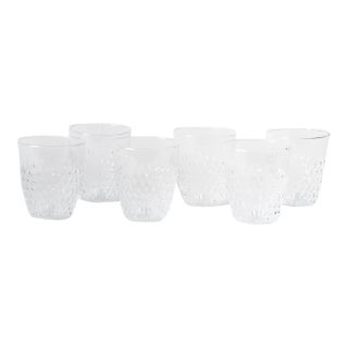 Handblown Pienza Rice Patterned Tumbler Glasses by Il Buco Vita in Clear Glass, Set of Six For Sale