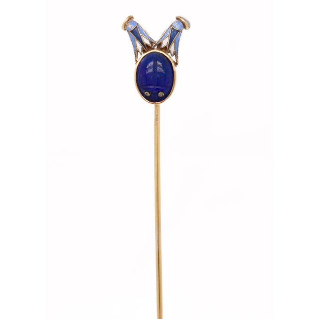 Traditional Carl Bacher Austrian Egyptian Revival Gold & Enamel Scarab Beetle Stickpin For Sale - Image 3 of 11