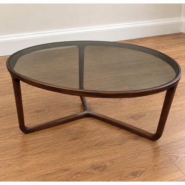 2020s Ceccotti Collezioni Stella Round Walnut & Smoked Glass Coffee Table by Noé Duchaufour-Lawrance For Sale - Image 5 of 6