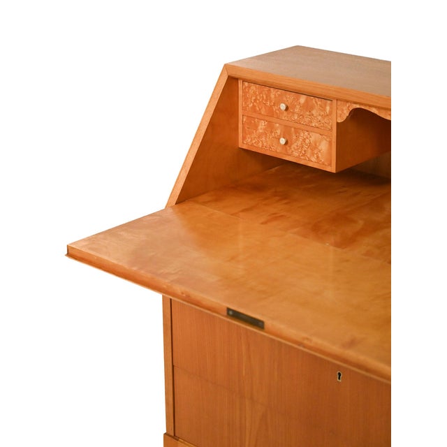 Wood Scandinavian Secretary in Elm and Radish, 1950s For Sale - Image 7 of 10