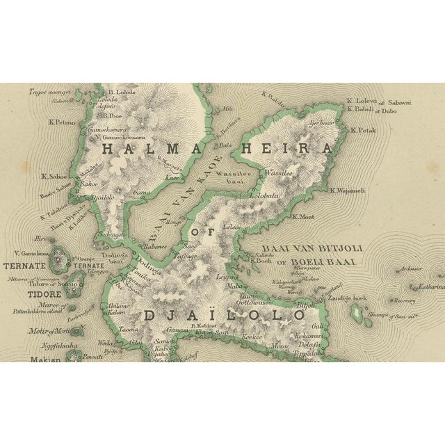 Black Antique Map of Halmahera, Ternate, Tidore and Moluccas by Dornseiffen, 1884 For Sale - Image 8 of 10