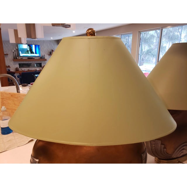 1980s Art Deco Table Lamps With Shades - a Pair For Sale - Image 5 of 10