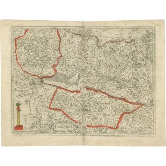 Antique Map of Alsace in France by Hondius, 1630s For Sale - Image 5 of 5